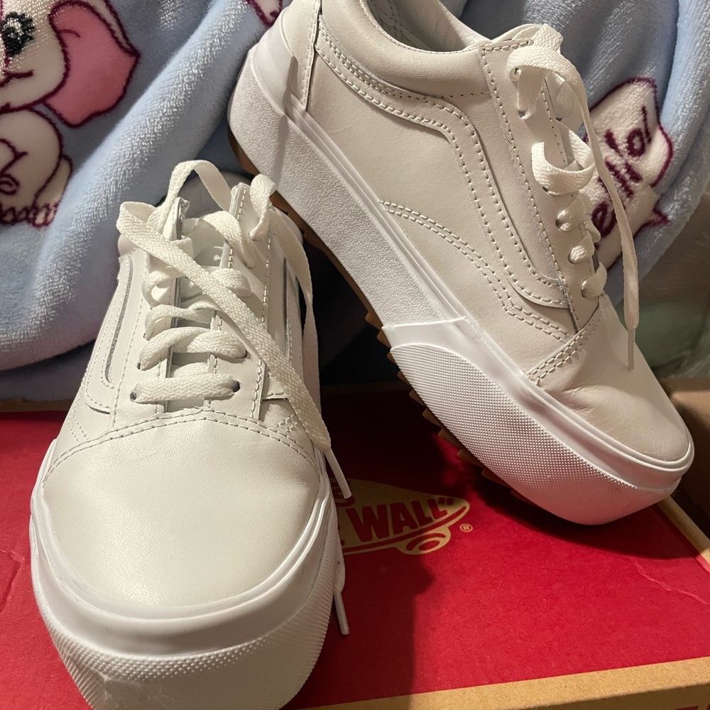 Vans Old Skool Stacked  White and Brown Sneakers